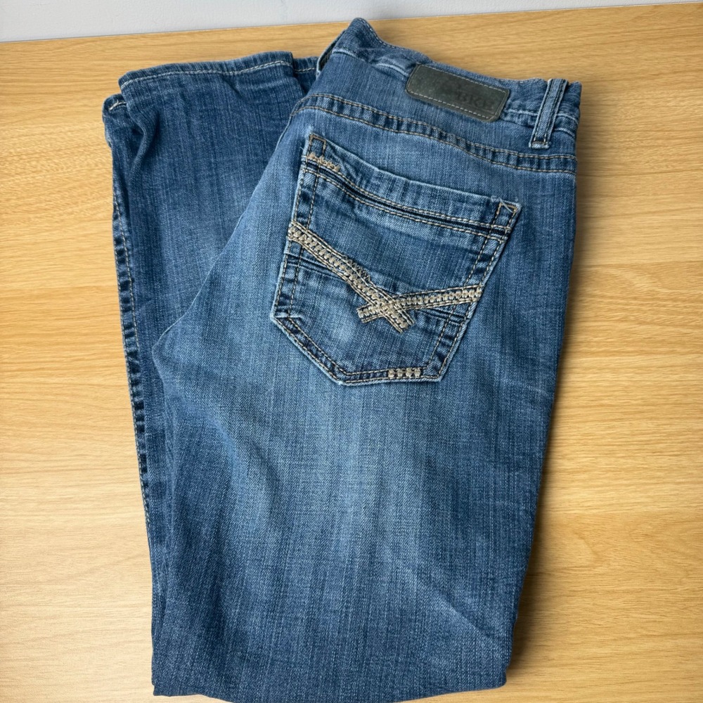 BKE Aiden Straight Womens Jeans 30S (31) Embroidered Pocket Western Cowgirl Boho